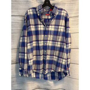 Izod Mens Plaid Button-Up Long Sleeve Shirt Size L